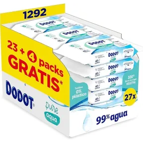 Toallitas Aqua Pure Dodot para Bebé, 99% Agua, 1.296 Uds.