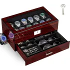 Caja de Relojes Joyero 12 Ranuras con Tapa de Cristal ANWBROAD