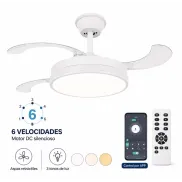 Ventilador de techo con luz LED, control remoto y APP