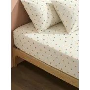 Sábana bajera de algodón beige 90x190 para cama individual