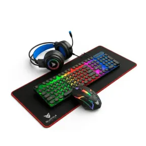 Kit Gaming Retroiluminado: Teclado, Ratón, Auriculares y Alfombrilla