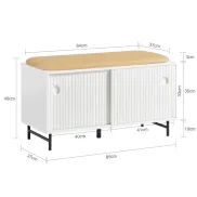Zapatero blanco de madera con puertas correderas
