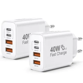 Cargadores USB C 40W Rápidos - Pack de 2 Unidades