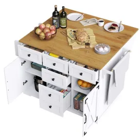 Carrito de Cocina Plegable Blanco con Almacenaje Móvil