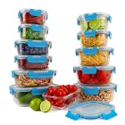 Set de 24 Tuppers herméticos de cristal para microondas y congelador.