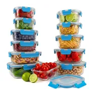 Set de 24 Tuppers herméticos de cristal para microondas y congelador.