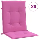 Cojines de Silla en Tela Azul y Blanco, 6 uds. con Respaldo Bajo