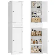 Mueble Alto de Baño Estrecho con Cajón y 2 Puertas