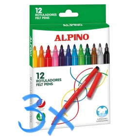Rotuladores de Colores Alpino 12 | Punta 3mm Resistente