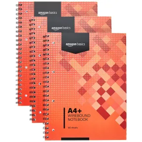 Cuaderno espiral A4+ rojo, 100 hojas, paquete de 3