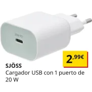 Cargador SJÖSS 20W USB-C de IKEA por solo 2,99€