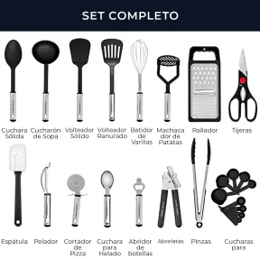 Utensilios de Cocina 25 Piezas - Antiadherentes y Resistentes