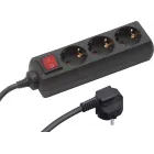 Regleta Negra Meister de 3 Enchufes y 1,4 m con Interruptor