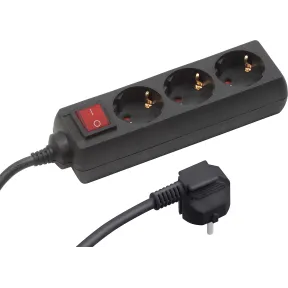 Regleta Negra Meister de 3 Enchufes y 1,4 m con Interruptor