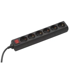 Regleta de 6 enchufes Meister | 1,4 m | Negro con interruptor