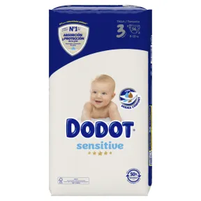 56 dodot sensitive talla 3 en 2 packs