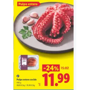 400 gramos de pulpo cocido entero en Lidl