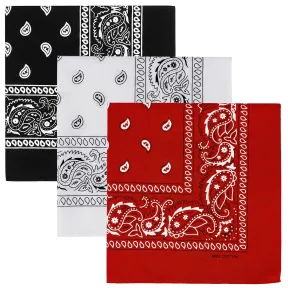 Bandanas de Algodón Paisley - Lote de 3 para Hombre y Mujer