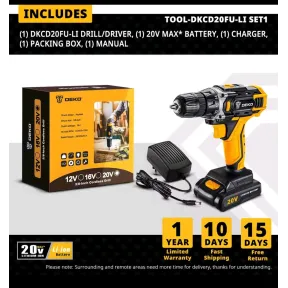 Taladro Deko por menos de 18€ (12v, 16v, 20v disponibles)