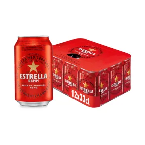 Cerveza Lager Mediterránea Estrella Damm – Pack 12 Latas 33 cl