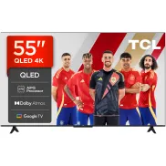 TCL 55" UHD 4K QLED Smart TV, Procesador AiPQ, Negro