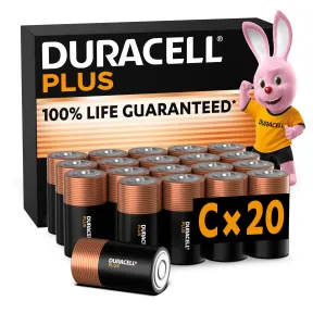 Pilas Alcalinas Duracell Plus C 1.5V LR14 (Paquete de 20)