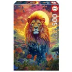 Rompecabezas de 500 piezas: Majestuosa mirada del león.