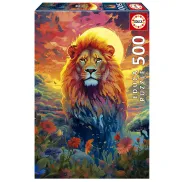 Rompecabezas de 500 piezas: Majestuosa mirada del león.