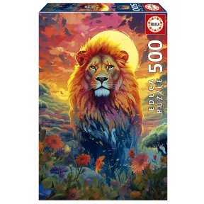 Rompecabezas de 500 piezas: Majestuosa mirada del león.