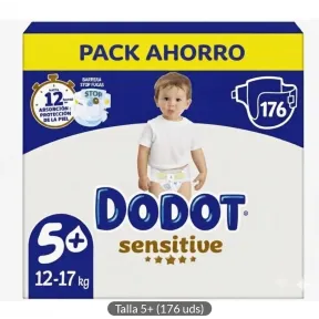 Pañales Sensitive Extra Talla 5+ DODOT 176 unidades a 0,37€