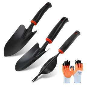 Herramientas de jardinería con guantes: set de 3 piezas