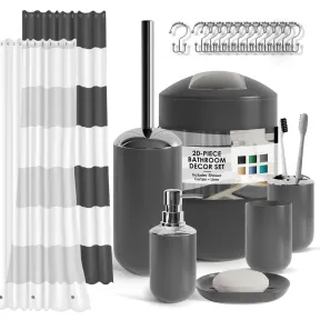 Juego de 20 Accesorios de baño en Gris Clara Clark