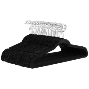 Perchas de terciopelo para trajes, 50 piezas en negro