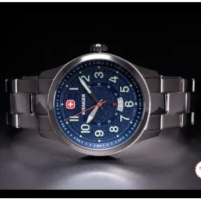 Reloj suizo Wenger Terragraph 43 mm - Esfera azul y acero