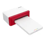 Impresora Hi-Print Polaroid: Bluetooth, tamaño postal, blanco y rojo.