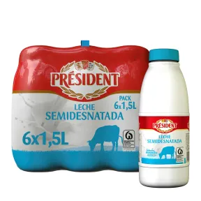 Leche semi President 6x1.5L