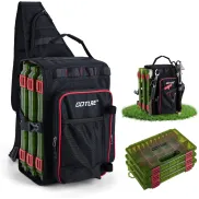 Bolsa de pesca con equipo y 3 cajas de cebo.
