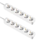 Regletas Schuko 6 Enchufes 1m Pack de 2 Blancas Sin Interruptor
