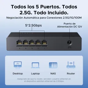 Hub Ethernet UGREEN 2.5G RJ45 5 Puertos Plug and Play
