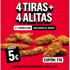 Tiras y Alitas: 4 de Cada una en KFC
