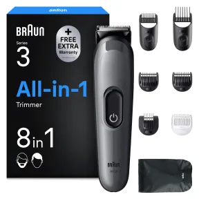 Recortadora AIO3535g Todo en Uno Braun Series 3, Gris