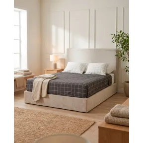 Cama CALAMO beige con cabecero 145x110x205cm