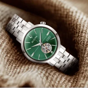 Reloj automático Bulova Aerojet 96A319, esfera verde 38 mm