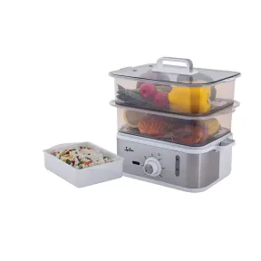 Vaporera de Cocina Jata con 6,8 L y 2 Cestas saludables.