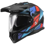 Casco LS2 MX702 Pioneer II en negro, azul, rojo y gris