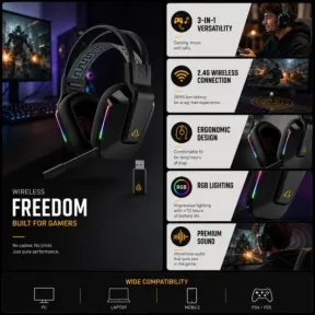 Auriculares Gaming Inalámbricos Forgeon Captain RGB con Micrófono