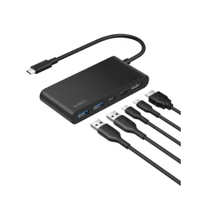 Hub USB C Belkin 5 Puertos con HDMI 4K y PD 100W