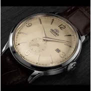 Orient Bambino automático, esfera champán, correa marrón
