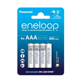 Pilas recargables AAA Eneloop - 4 unidades, 800 mAh NiMH