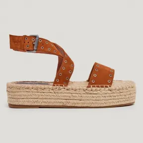 Sandalias Tracy Antique de Pepe Jeans - Cuero Vuelto Topo